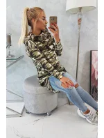 Mikina s dlouhými zády moro khaki+ecru Mikina s dlouhými zády moro khaki+ecru