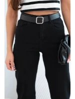 Dámské džíny s rovnými nohavicemi a páskem černé
