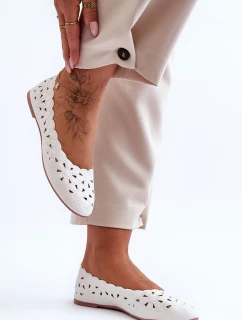 Dámské Prošívané Lesklé Baleríny Bílé Visionary