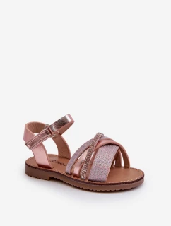 Lesklé Dětské Sandálky Na Suchý Zip Růžové Delphina