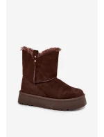 Dámské Sněhule Na Platformě S Kožíškem Čokoládové Evelira