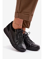 Kožené dámské polobotky na platformě Vinceza 39977 Černé