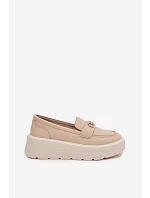 Kožené dámské mokasiny na platformě Vinceza Béžové