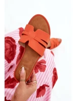 Dámské sandály na plochém podpatku s výřezy eko semišové oranžové Teterre Dámské sandály na plochém podpatku s výřezy eko semišové oranžové Teterre