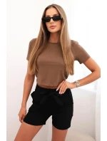 Dámské šortky s mašlí a volánky černý