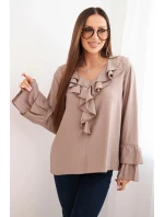 Dámská blůza z viskózy s volány a dlouhým rukávem fango