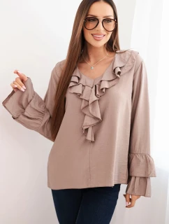 Dámská blůza z viskózy s volány a dlouhým rukávem fango