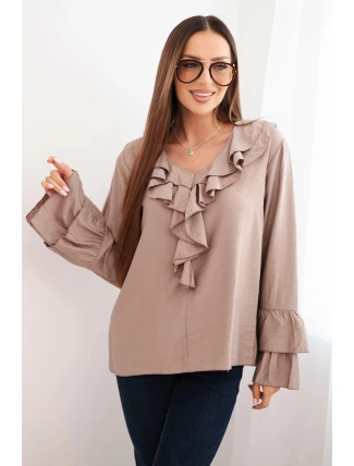 Dámská blůza z viskózy s volány a dlouhým rukávem fango