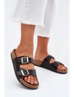 Dámské sandály s přezkami z eko kůže černé Iskira