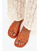 Dámské pantofle na plochém podpatku oranžové Lorania