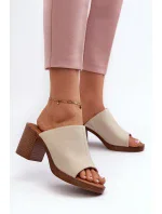 Elegantní lehké dámské pantofle na vysokém podpatku, Béžová Varnila Elegantní lehké dámské pantofle na vysokém podpatku, Béžová Varnila