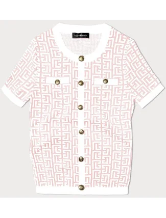 Dámská úpletová halenka v lososové barvě s krátkými rukávy (009)