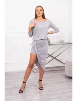 Asymetrické šaty, 3/4 rukávy, šedé Asymetrické šaty, 3/4 rukávy, šedé