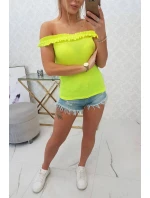 Španělská halenka s volánky žlutá neonová Španělská halenka s volánky žlutá neonová