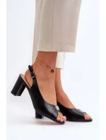 Elegantní Sandály Na Podpatku S Ozdobou Černé Trasea