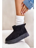 Nízké dámské sněhule na platformě zateplené kožíškem černé Saldren Nízké dámské sněhule na platformě zateplené kožíškem černé Saldren