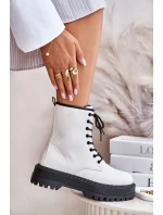 Zateplené boty worker z eko kůže na zip bílé Naleli Zateplené boty worker z eko kůže na zip bílé Naleli