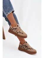 Dámské tenisky na platformě s leopardím vzorem – béžové Denissa