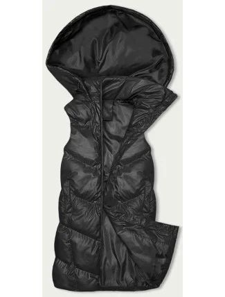 Dlouhá černá péřová vesta s kapucí (5M3183-392) Dlouhá černá péřová vesta s kapucí (5M3183-392)