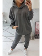 Zateplený set s mikinou s kapucí v grafitové barvě