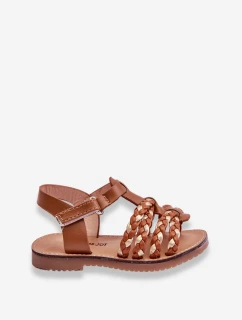 Dětské sandály na suchý zip s pruhy Hněde Sammy