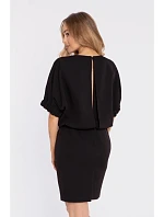 M904 Blůzové šaty s rozparkem na zádech - černé M904 Blůzové šaty s rozparkem na zádech - černé
