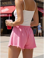 Dámské džínové šortky na léto s volnou nohavicí růžové FashionStreet SY0535 Dámské džínové šortky na léto s volnou nohavicí růžové FashionStreet SY0535