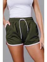 Dámské šortky v khaki barvě s kontrastní lemovkou (8K208-29) Dámské šortky v khaki barvě s kontrastní lemovkou (8K208-29)