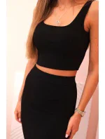 Dámský top a vroubkovaný sukně černý Dámský top a vroubkovaný sukně černý