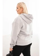 Dámská mikina s kapucí a klokankou Plus Size z bavlny šedá