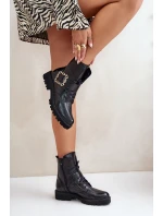 Lakované Botky S Dekorativní Přezkou Černé Zazoo