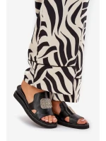 Dámské Sandály Na Klínu Eko Kůže S Ozdobou Černé Sarela