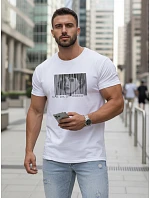 Pánské tričko s potiskem klasické bílé FashionStreet NX5014R