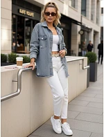Dámská světle modrá džínová košilová bunda FashionStreet TY5690