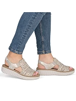 Dámské sandály na platformě kostkované béžové Rieker 69276-60 Dámské sandály na platformě kostkované béžové Rieker 69276-60