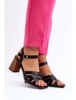 Dámské sandály na podpatku černé Opifiana Dámské sandály na podpatku černé Opifiana
