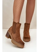 Dámské Zateplené Botky Na Podpatku Eko Semišové Hnědé Irissinae Dámské Zateplené Botky Na Podpatku Eko Semišové Hnědé Irissinae