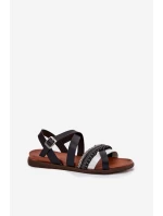 Dámské Ploché Sandály S Pásky Černé Sergio Leone SK087H