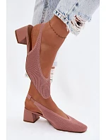 Materiálové dámské sandály na podpatku Růžové Marcelle