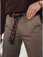 Dámské kalhoty LEOCINCIN v jedné velikosti s páskem khaki FashionStreet UY2262