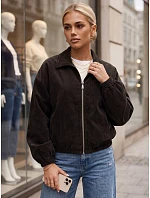 Dámská krátká přechodová bunda z manšestru, hnědá, FashionStreet TY6053 Dámská krátká přechodová bunda z manšestru, hnědá, FashionStreet TY6053