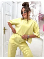 Žlutý dámský bavlněný oversize komplet (82188)