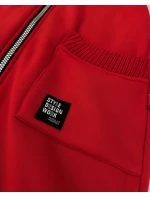 Červená dámská mikina se svetrovými vsadkami LHD (AMG-172A) Červená dámská mikina se svetrovými vsadkami LHD (AMG-172A)