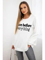 Mikina s vyšívaným nápisem ecru Mikina s vyšívaným nápisem ecru