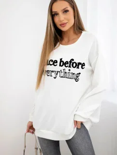 Mikina s vyšívaným nápisem ecru