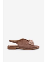 Dámské Sandály S Mašlí Na Plochém Podpatku Béžové S.Barski KV51-014 Dámské Sandály S Mašlí Na Plochém Podpatku Béžové S.Barski KV51-014