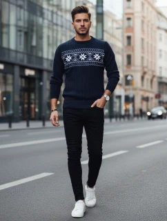 Pánský tmavě modrý svetr FashionStreet WX2277