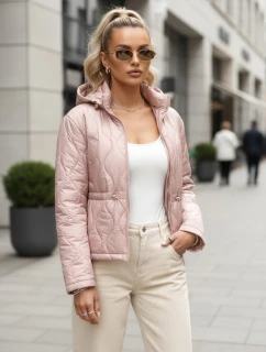 Dámská prošívaná bunda s kapucí ve světle růžové barvě FashionStreet TY5532