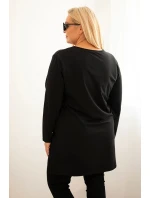 Dámská blůza s delší zadní částí a potiskem černá