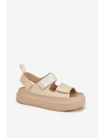 Dámské sandály na platformě se suchým zipem béžové Nitepira